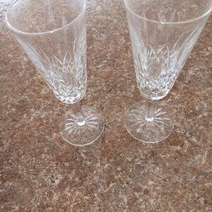 Set of 2 Waterford Lismore Crystal Champagne Flutes 7-3/8"